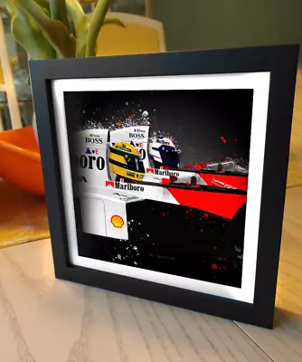 Ayrton Senna Alain Prost Battle Art McLaren F1 Art Print Artwork Box Frame • £28