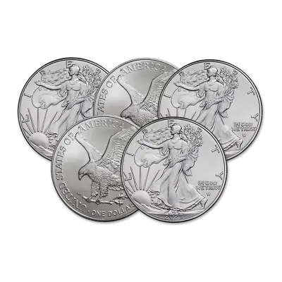 Lot Of 5 Coins - 2023 1 Oz American Silver Eagle BU - US Mint Silver • $152.80