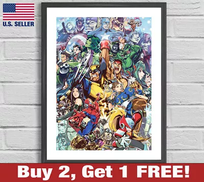 Marvel Vs Capcom Cast Wolverine Ryu Hulk Spider-Man 18  X 24  Anime Poster Print • $13.48