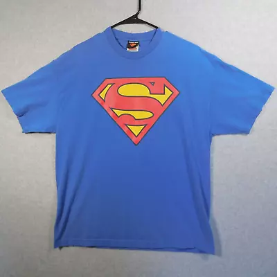 Superman Shirt Mens Extra Large Vintage Y2K Warner Bros DC Comics Blue Classic • $18.03