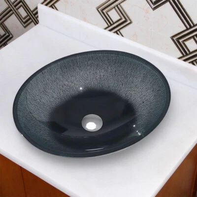£95.95 • Buy Nordic Bathroom Basin Sink Round Hand Wash Countertop Tempered Glass Bowl Vanity