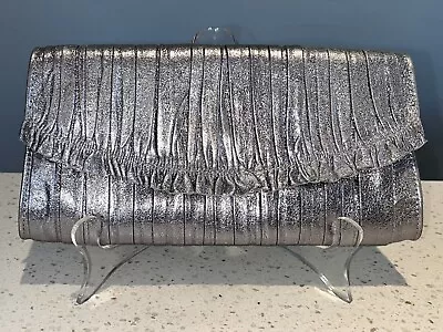 Elie Tahari Patricia Clutch Silver Lamb Leather  Convertable Crossbody • $35