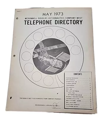 MAY 73 McDonnell Douglas Astronautics Huntington Beach Telephone Directory JRR4 • $34.95