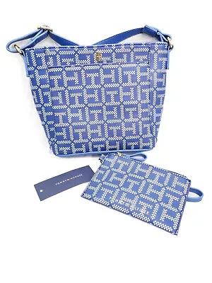 NWT Tommy Hilfiger Blue Monogram Crossbody Bag W/Zip Pouch Model 69J7376 (649) • $36