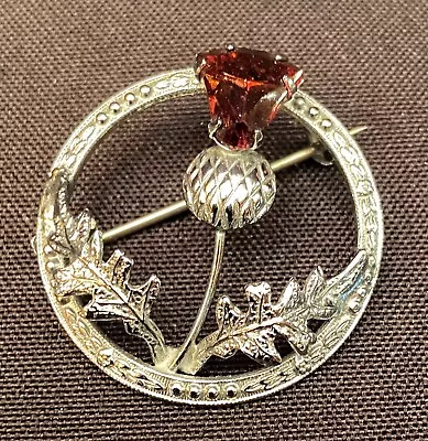 Vintage MIZPAH Celtic Thistle Flower Brooch Pin With Silver Tone • $29