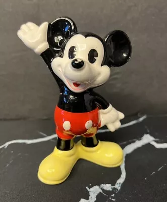 Vintage Mickey Mouse Waving Ceramic Figure Disney Japan 4” • $12