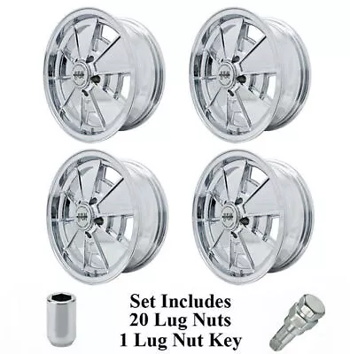 Set Of 4 17  X 7  Vw Bus 5 Lug Chrome Empi BRM Wheels & Lug Bolts • $1677.95