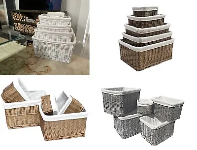 £12.99 • Buy Oak Brown Large Wider Big Deep Wicker Storage Kitchen Kids Toy Hamper Basket Box