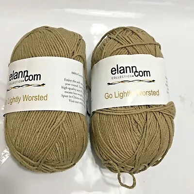 Lot Of 2 Elann Collection Go Lightly Worsted Cotton Blend Beige 100g Balls • $14