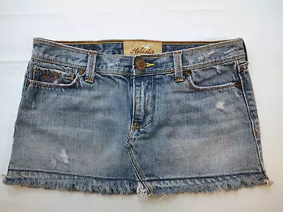 Hollister Micro Mini Denim Skirt Low Rise Raw Hem Distressed Y2K Size 1 • $15