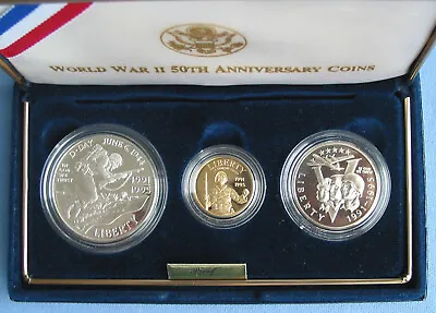 1991-1995 W World War II 50th Anniversary Coins Proof Set W/ $5 Gold & $1 Silver • $599.99