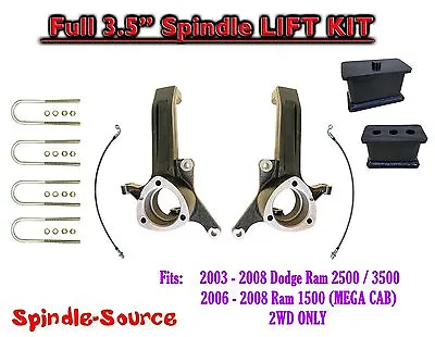 Full 3.5  Lift Kit FITS 03 - 08 Dodge Ram 2500 3500 1500 Mega Cab 2WD 3.5  Axle • $518.07