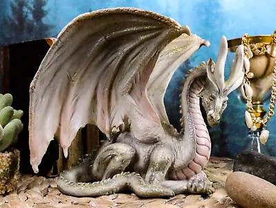 Ebros Legendary Wise Old Gray Medieval Dragon In Repose Figurine Statue 8  Long • $44.99