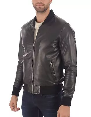 New Leather Jacket Mens Biker Motorcycle Real Leather Coat Slim Fit #584 • $118