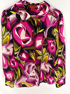 Missoni For Target Long Sleeve Blouse Shirt Women's L Floral Roses Purple Pink • $17.60