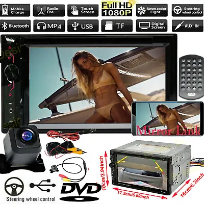$107.76 • Buy Car Stereo Radio DVD CD MP4 Player 6.2  Touch Screen BT 2 DIN With Rear Camera