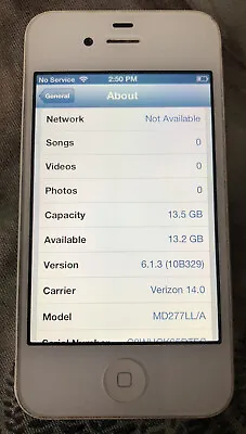 IPhone 4s White (Verizon) A1387 16GB (GSM CDMA) Very Good IOS 6.1.3 Blemish • $46.88