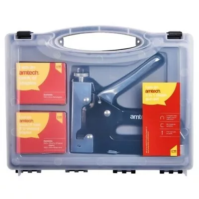 3 In1 Staple Gun Industrial Heavy Duty Tacker Nail Upholstery Stapler Amtech New • £9.95