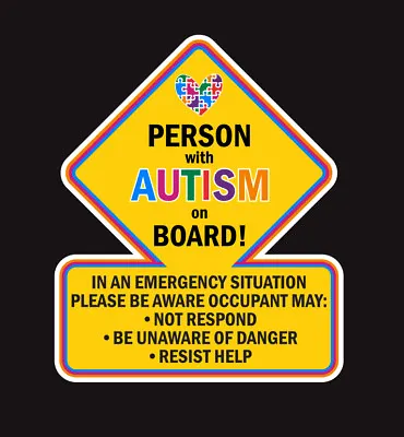 Person With Autism Car Truck Decal Sticker  Alert Responders Vinyl Sticker Windo • $3.99