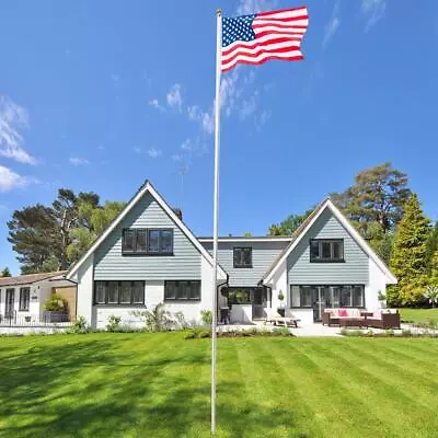 Heavy Duty Aluminum 20ft 25ft Sectional Flag Pole Kit  2PC US Flag Gold Ball Kit • $28.99