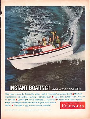 Vintage Print Ad -1960 Owens-Corning Fiberglass - Girls On A Boat • $12.75