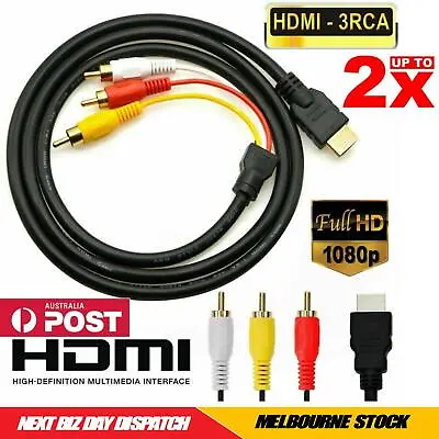 HDMI To RCA RGB Male AV 3 CA Video Audio Converter Cable For TV DVD Player • $10.50