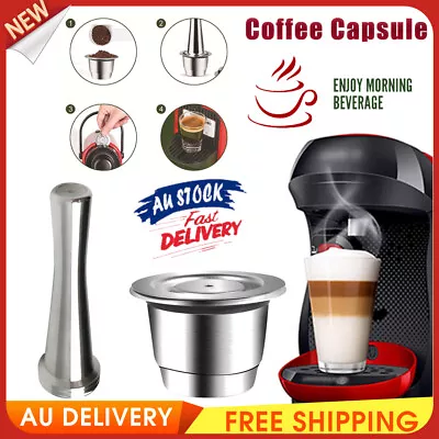 $8.09 • Buy AU Nespresso Stainless Steel Coffee-Capsule Refillable Reusable-Pods Tamper Set