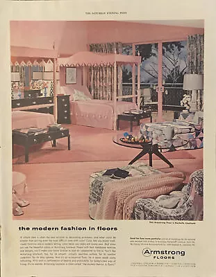 1955 Armstrong Raybelle Linoleum VTG 1950s 50s PRINT AD Modern Fashion In Floors • $11.77