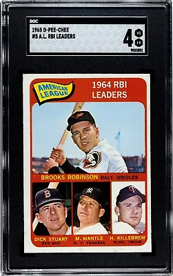 1965 O-Pee-Chee Leaders #5 MANTLE BROOKS ROBINSON SGC 4 VG/EX Condition! • $149.99