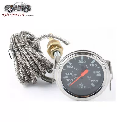 2'' 52mm Chrome Pointer Water Temp Temperature Gauge Mechanical Black Face ℃ / ℉ • $16.49