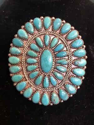 Native American Violet Nez Navajo Sterling Silver Turquoise Pendant Brooch • $285.95