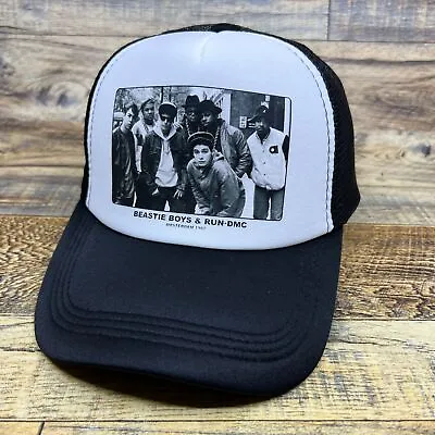 Beastie Boys Run DMC Mens Trucker Hat Black Snapback Retro 90s Logo Baseball Cap • $19.99