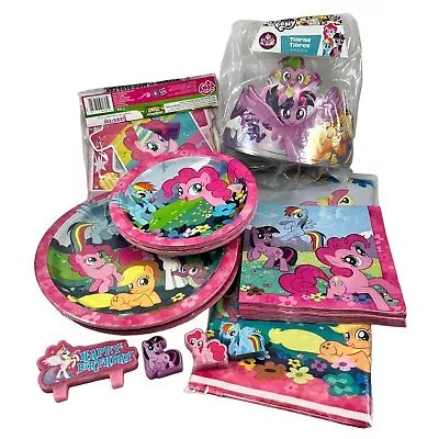 My Little Pony Party Supplies Table Cover Candles Tiaras Napkins Banner Plates • $29.99