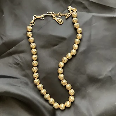Vintage Minimalist Coro Signed Yellow Gold Toned Metal Beaded Ball Necklace • $15