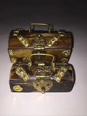 2 Vintage Trinket Boxes Brass Owl Hinges W/Velvet Lining Unique Gifts Nesting • $24.95