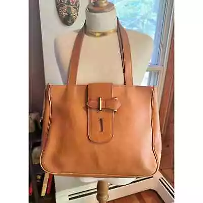 Vintage JG Hook Camel Leather Tote Bag • $46