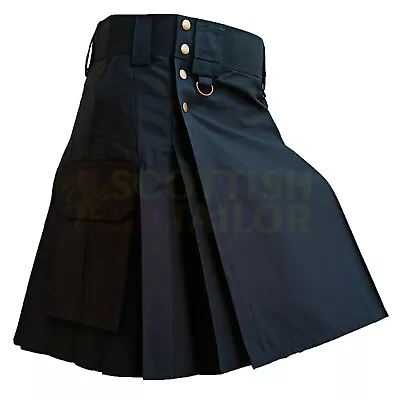 Scottish Handmade Black Tactical Duty Utility Kilt Hybrid Kilt Custom Size Kilts • $136.77