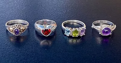 Lot Of 4 Vintage Sterling Silver Rings Semiprecious Stones 13.4g • $19.50