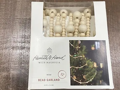 Hearth & Hand With Magnolia WOOD BEAD GARLAND Christmas Tree One Set 12 Ft New • $21.99