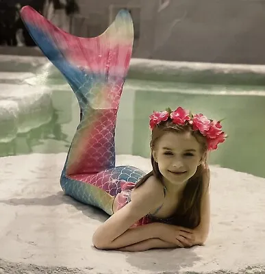 Kids Mermaid Swim Monofin  Swim Suit And Tail . 4 Piece • $19.99