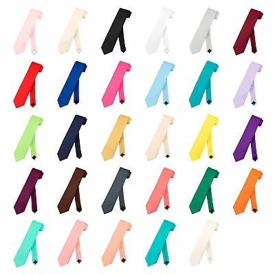 Vesuvio Napoli NeckTie Solid EXTRA LONG Color Men's XL Neck Tie 63 In. Tall Size • $8.45