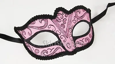 Venetian Mask Burlesque Costume Masquerade Fairy Light Pink Prom Valentines Day • $5.95