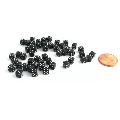 50 Six Sided D6 5mm .197 Inch Die Small Tiny Mini Miniature Black Dice • $9.99