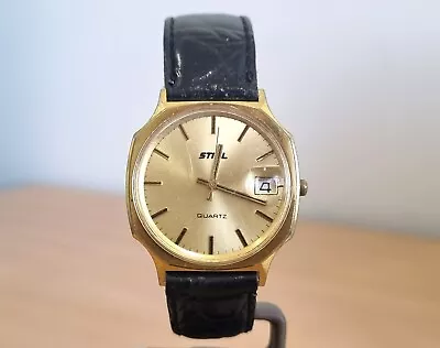 Vintage Stihl GP Gold Dial Dated 6 Jewel Harley Quartz Mens' Watch • $16.09