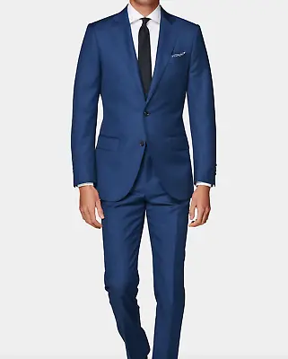 SUITSUPPLY Napoli Mid Blue Full Suit 38R Super 110s Wool • $99.99