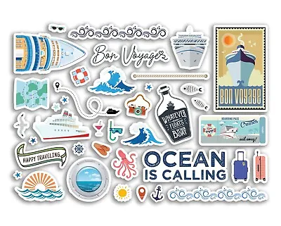 A5 Sticker Sheet Cruise Holiday Vinyl Stickers - Boat Scrapbook Travel #81459 • £3.99