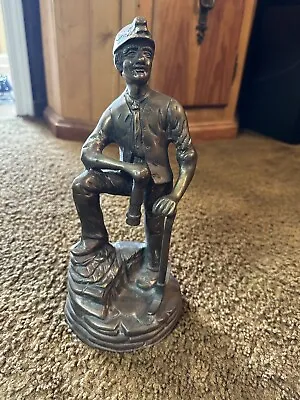 Vintage Gold/Coal Mining Engineer Metal Brass Statue • $105