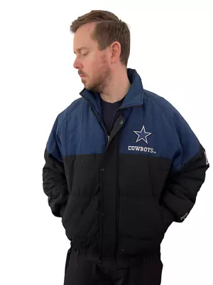 VINTAGE 90s Pro Player Dallas Cowboys Size Medium M Bomber Jacket Mens Coat • $41.99