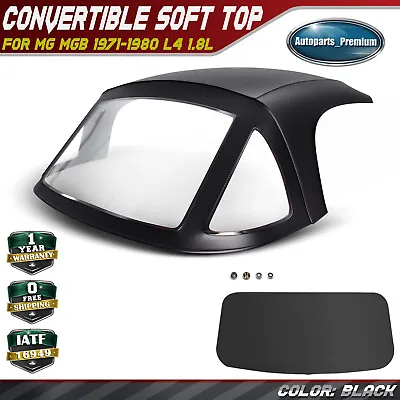 New Convertible Soft Top For MG MGB 1971 1972-1980 Black W/ 3Pcs Plastic Windows • $249.99