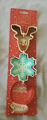 Cook With Color. 3pc Holiday Christmas Cookie Cutters. Deer Snowflake Mitten. • $5